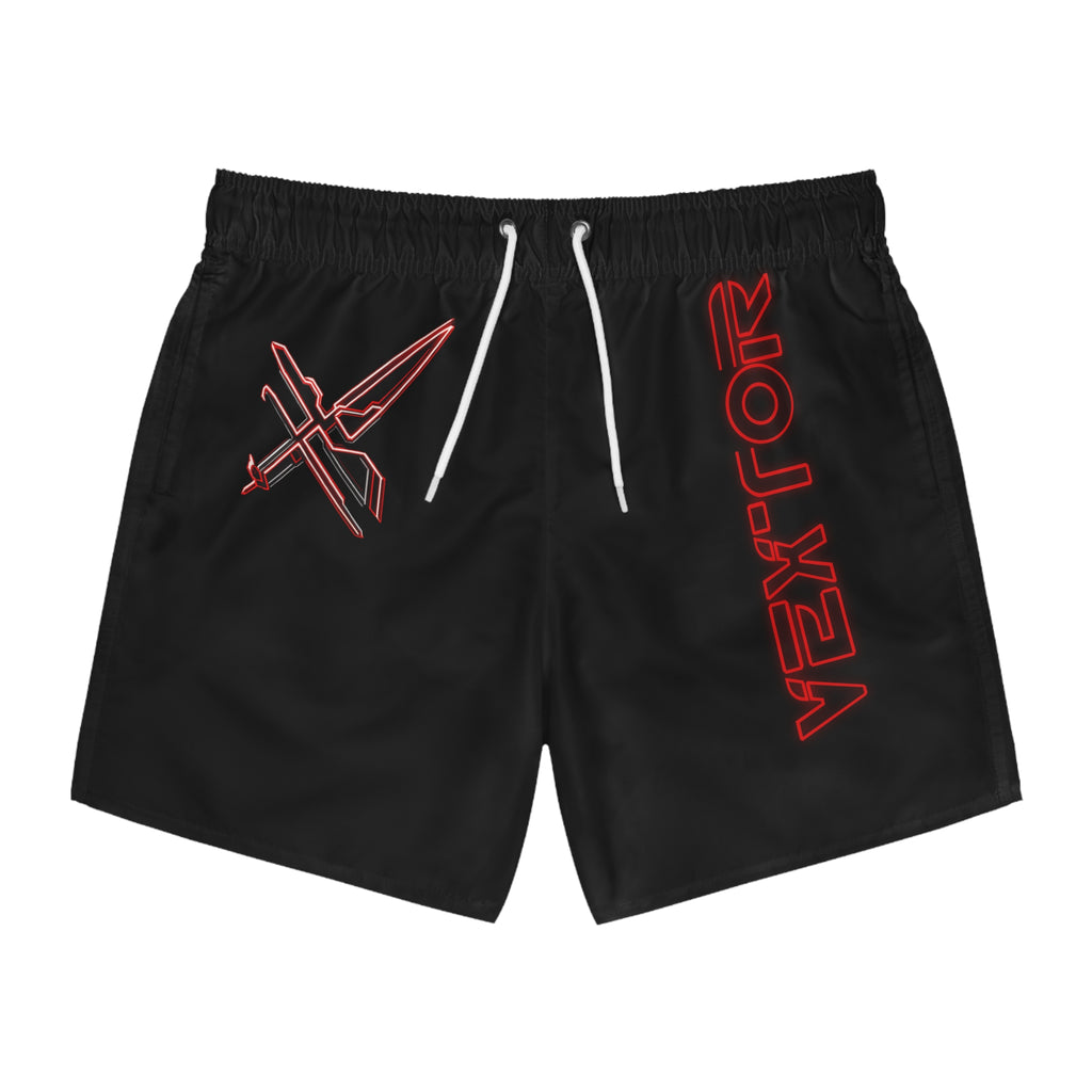 Vextor Tron Inspired Swim Trunks — Neon Retro Futuristic AOP