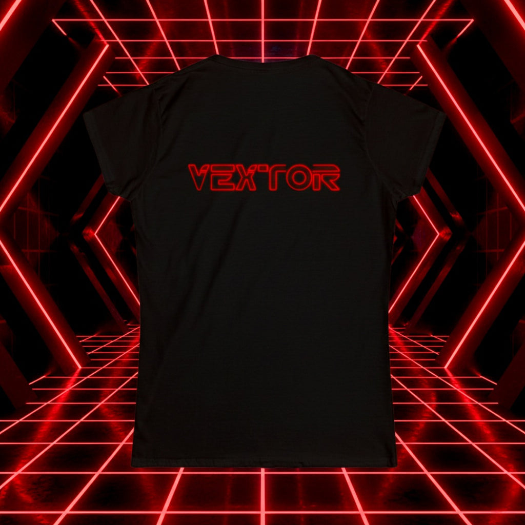 Vextor Tron Graphic Tee — Futuristic Neon Retro Women's T-Shirt